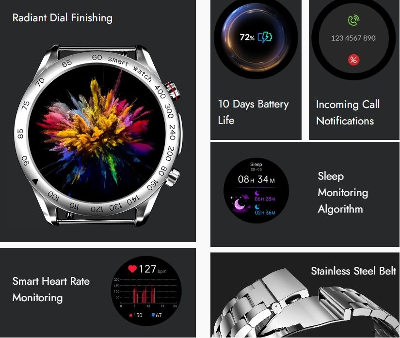 HiFuture Go Pro Stainless Steel Black Smart Watch