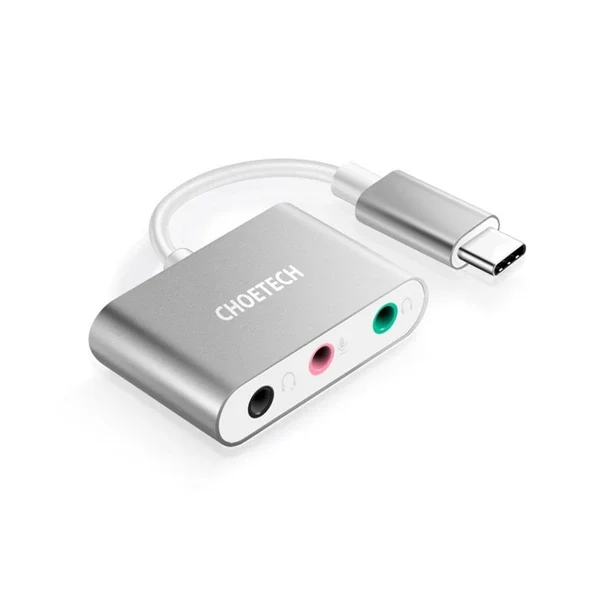 CHOETECH USB C Audio Adapter With Microphone Jack – Grey – A02