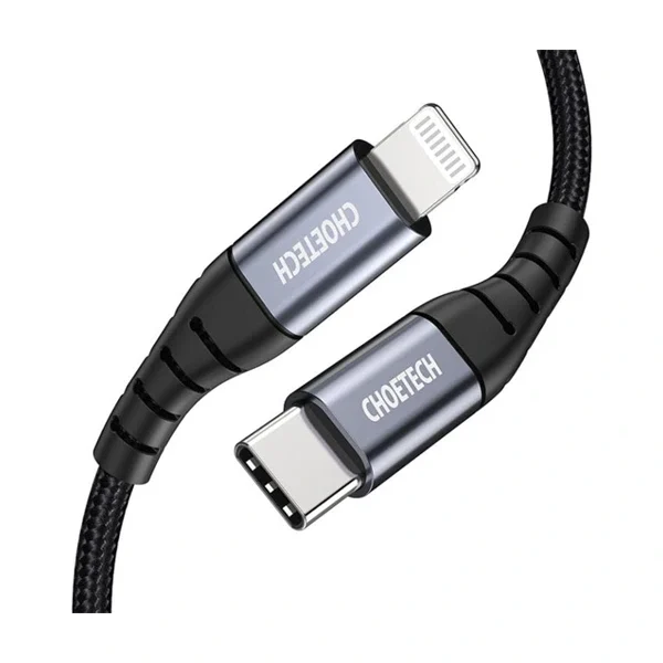 Choetech USB-C to Lightning Nylon Braided MFi Certified Cable (3m/9.8ft) – Black (IP0042)