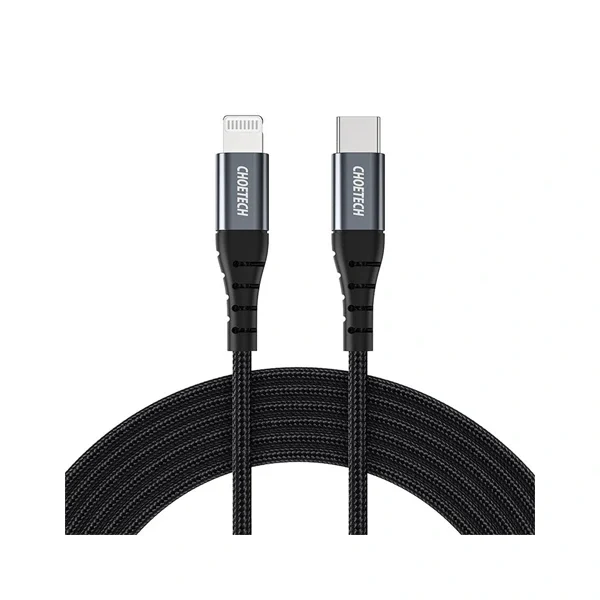 Choetech USB-C to Lightning Nylon Braided MFi Certified Cable(1.2m/3.9ft) – Black (IP0039)