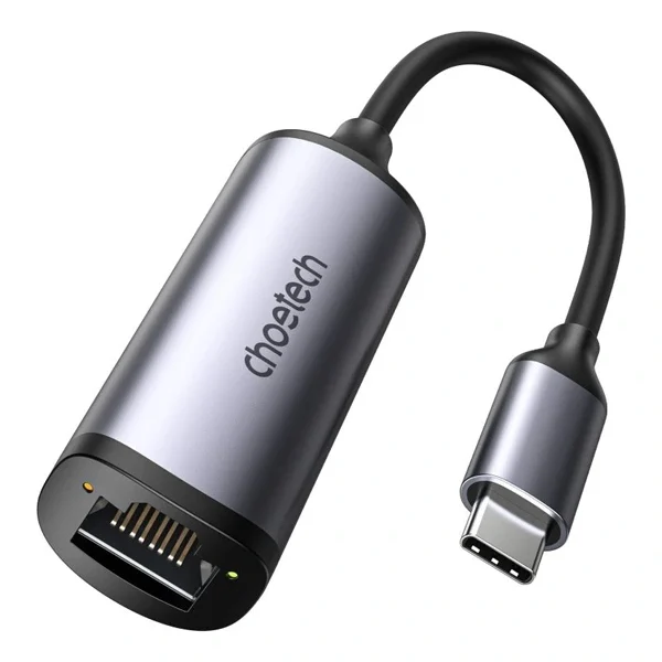 Choetech USB C To Gigabit Ethernet Adapter 2.5G Type C To RJ45 LAN Network Adapter Connector – Grey – R02
