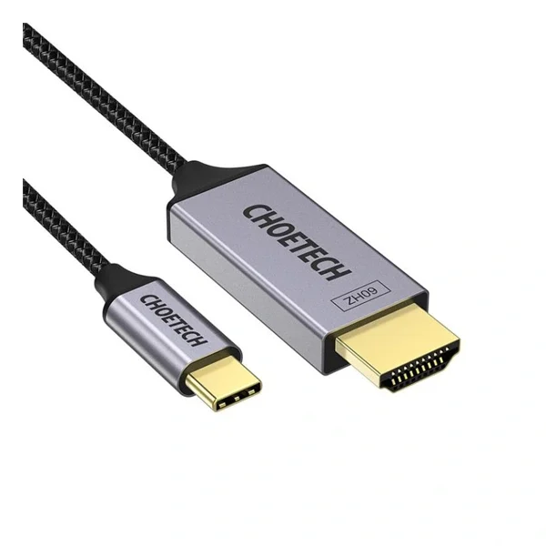 Choetech USB Type C to HDMI V2.0 Cable, 4K @ 60Hz, Aluminum, Braided, 1.8m, – Silver Grey – XCH-1804BK
