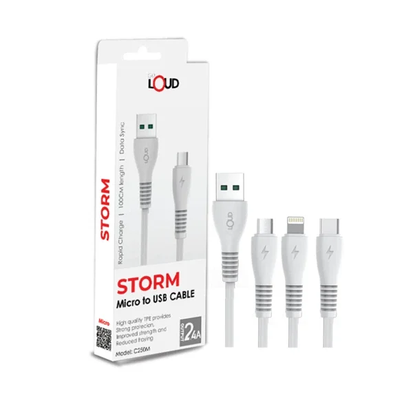 Data Cable | Micro usb cable | Charging Cable for android | Usb To Micro USB Cable 2.4A | Super Fast Charging Cable | Loud C250 Micro Cable