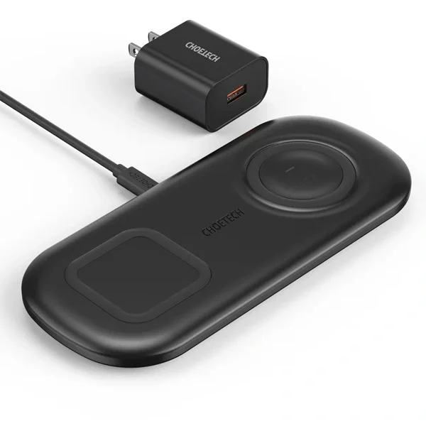 CHOETECH 2 In 1 Wireless Charger, 10W Max Wireless Charging Pad For Phones and Galaxy Watch (T570-S)