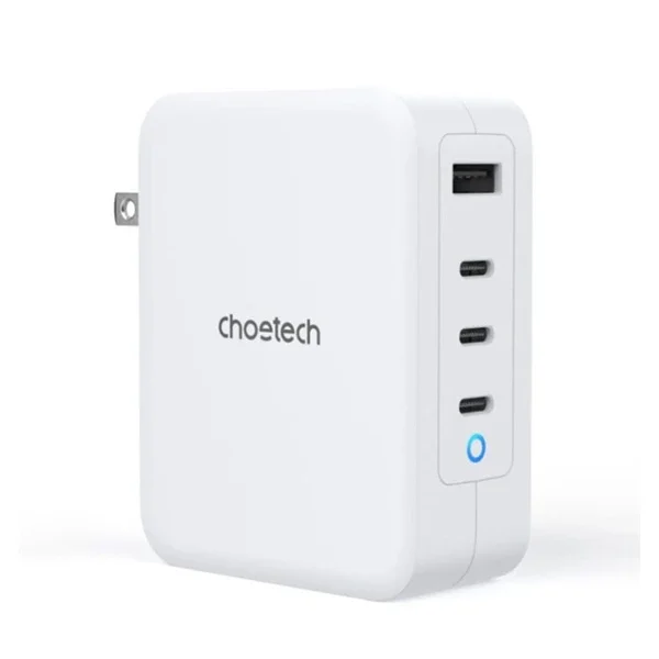 Choetech Ultra Fast 130W Gan 3 USB-C 1 USB-A Power Adapter Charger – US – White (PD6001)