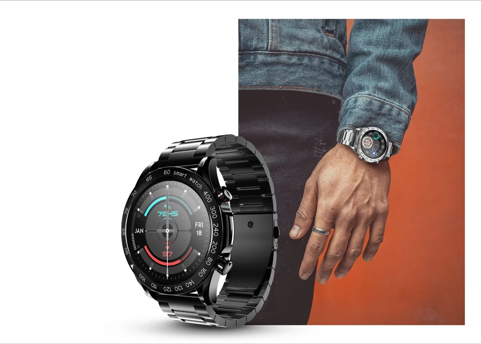 HiFuture Go Pro Stainless Steel Black Smart Watch 2