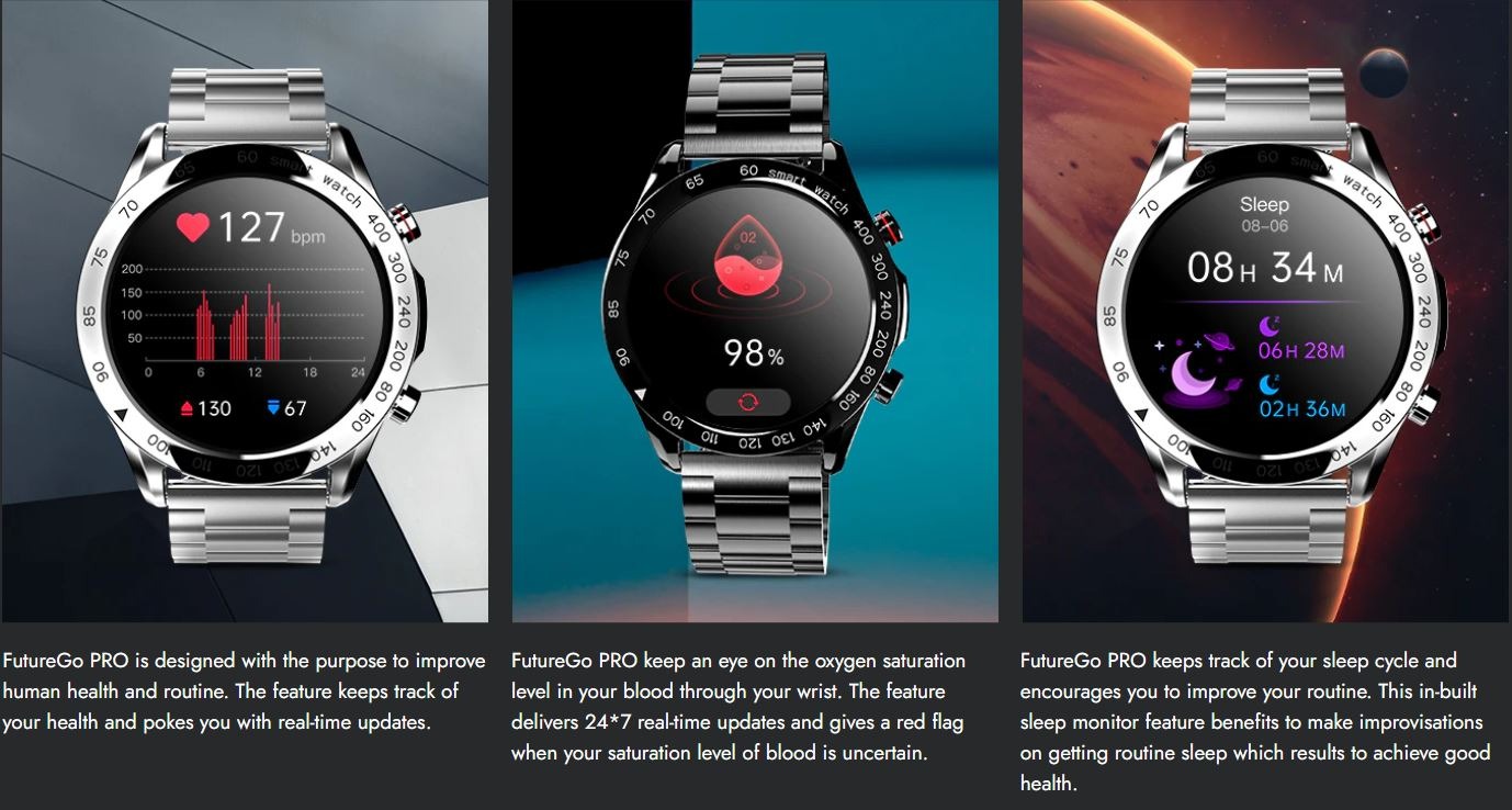 HiFuture Go Pro Stainless Steel Black Smart Watch 3