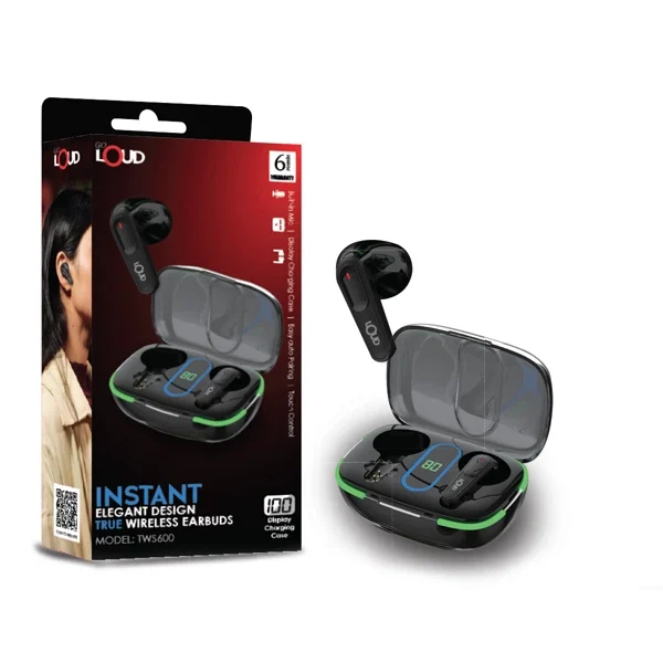 GO LOUD TWS600 TRUE WIRELESS EARBUDS WITH INSTANT ELEGANT DESIGN - 6 MONTH WARRANTY