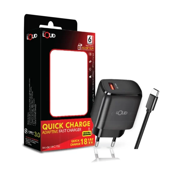 Loud WC755 Mobile Charger | 18w Charger | Adaptive 18w Fast Charger