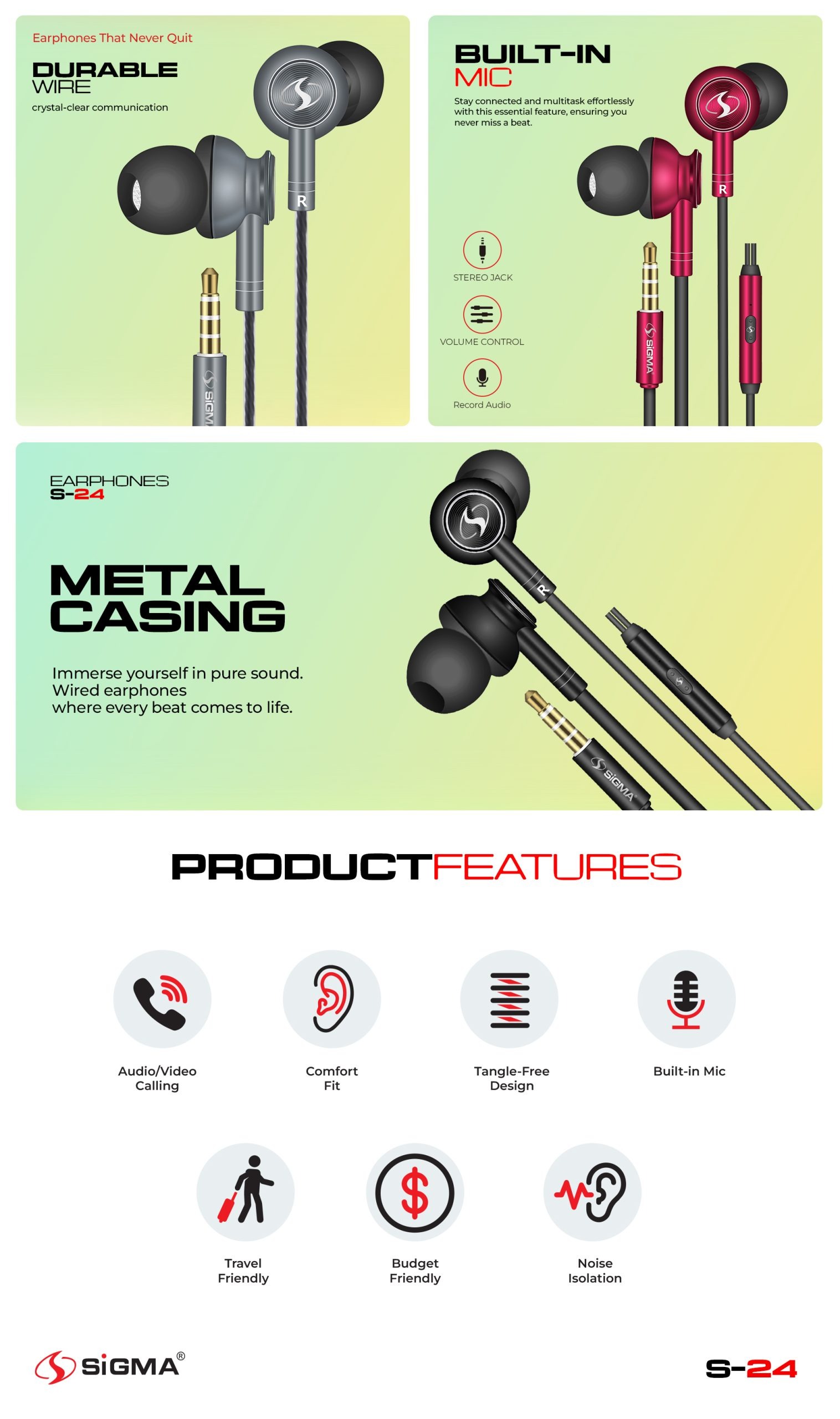 Groove Earphones High Quality S-25