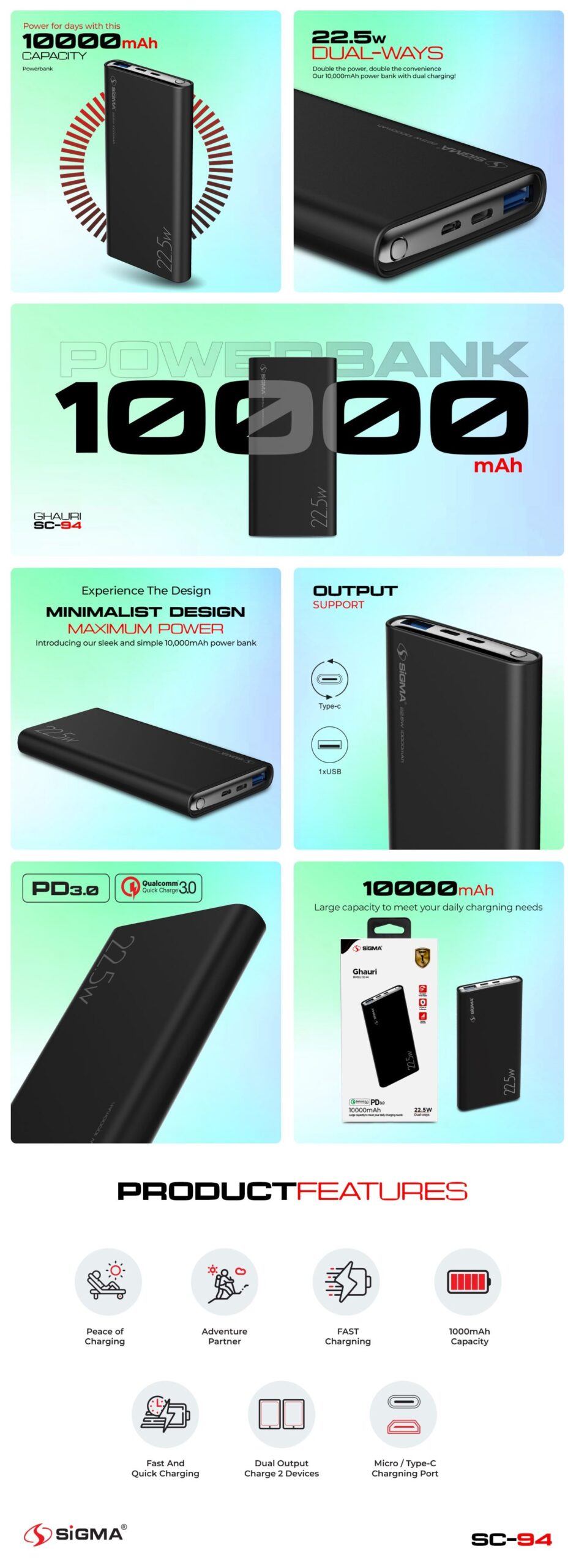 Sigma Ghauri Power Bank 10000mAh SC-94