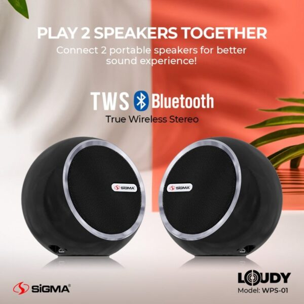 Sigma Loudy Portable Speaker WPS-01 Black(Pair)