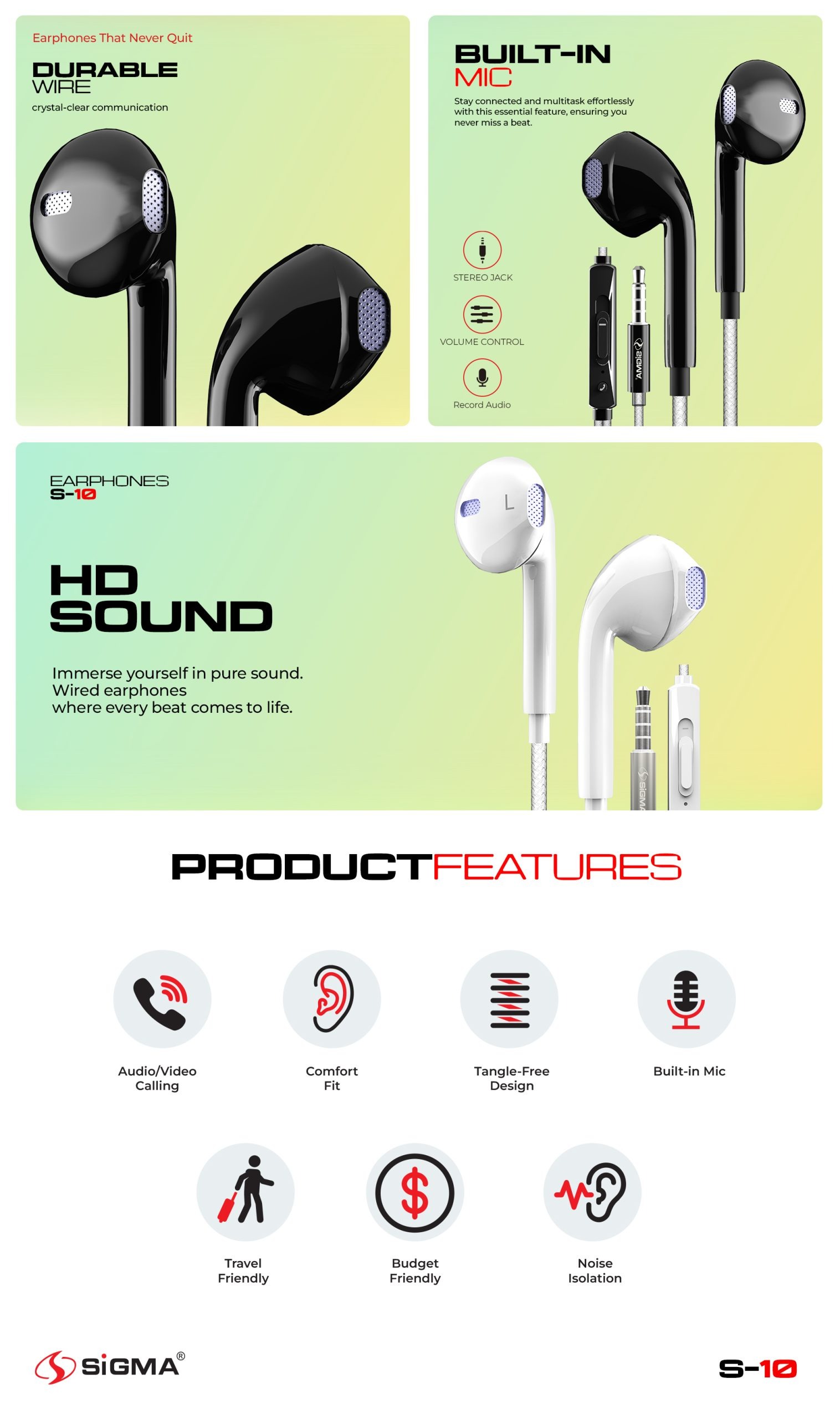 Sigma Quality Stereo Earphones S10