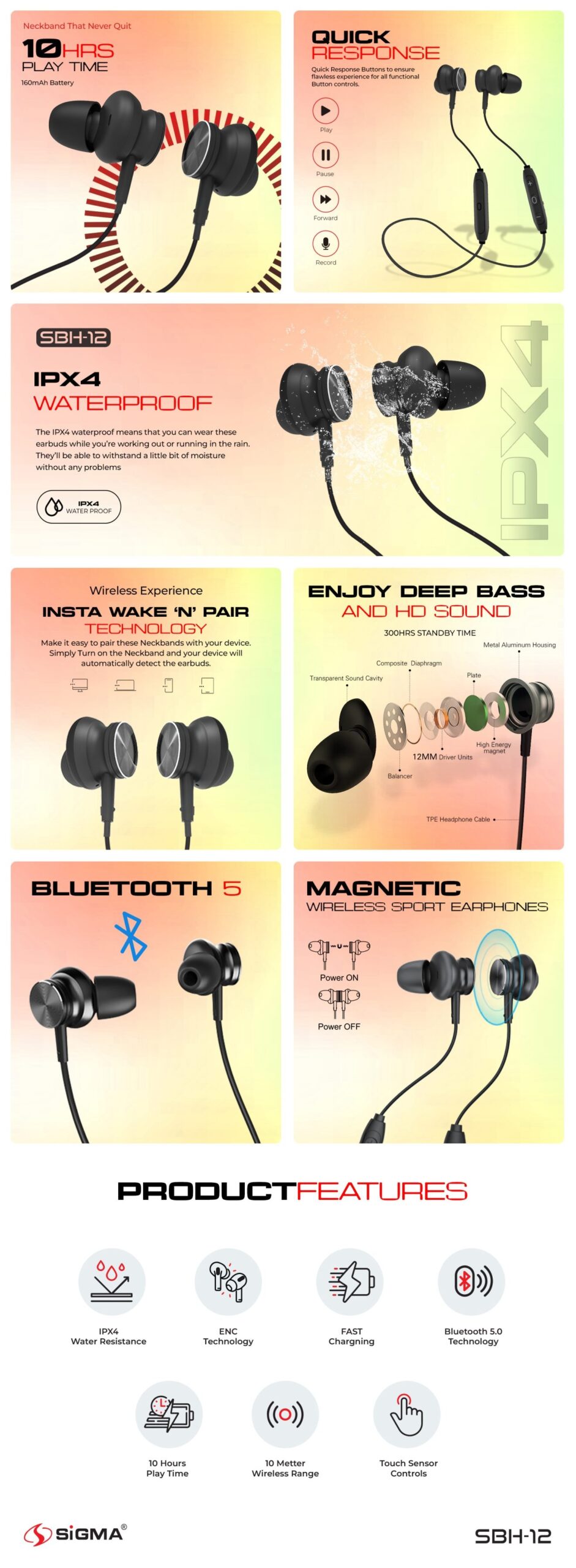 Wireless Sports Earphones SBH-12 1